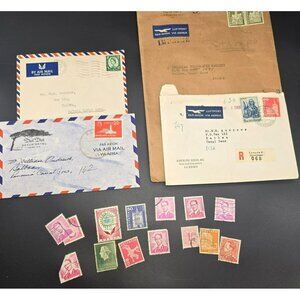 Vintage Air Mail Covers & Netherlands Dutch Helvetica Postage Stamps LI3046